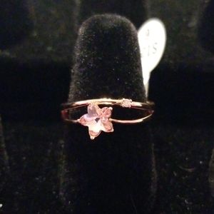 Pink flower shaped stone ring
